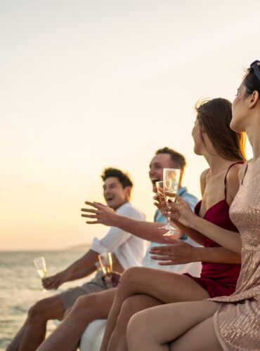 Group,Of,Diverse,Friends,Drink,Champagne,While,Having,A,Party